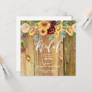 Invitación Lluvia de flores rústicas de girasoles para desped