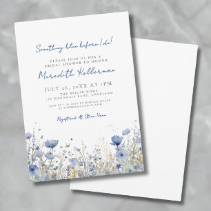 Invitación Lluvia de flores silvestres botánicas azules para 
