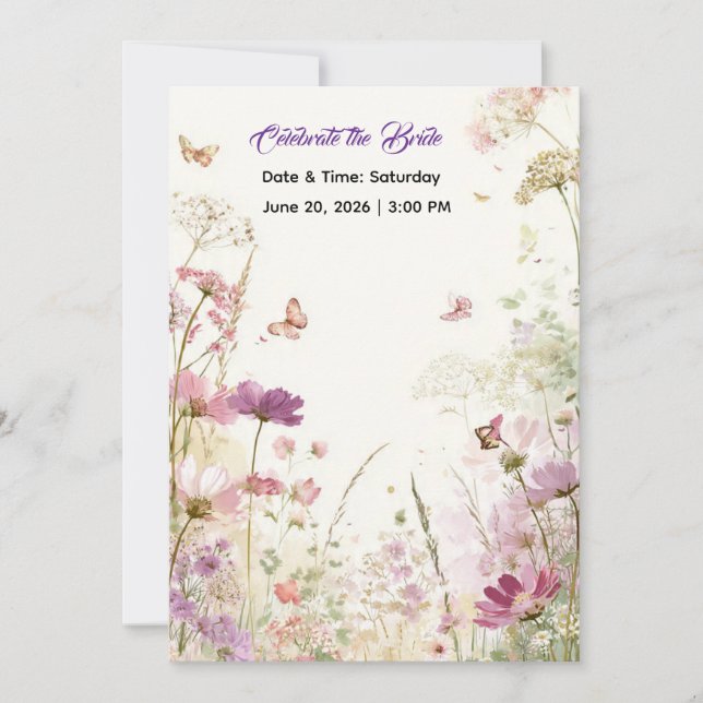 Invitación Lluvia de Flores Silvestres de Verano Elegante par (Anverso)