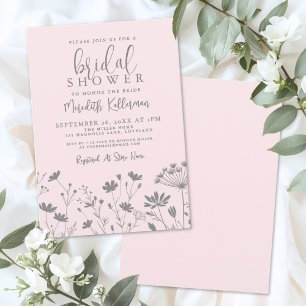 Invitación Lluvia de Flores Silvestres Rosa Sonrojo para Desp