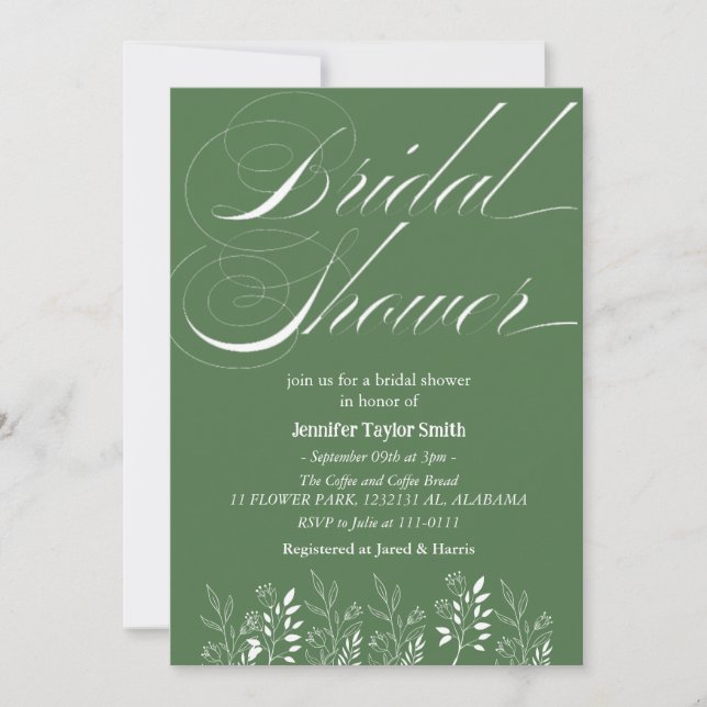 Invitación lluvia de flores simple y chic para ducha de novia (Anverso)
