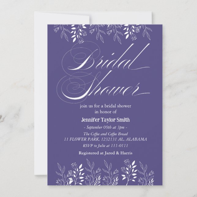 Invitación lluvia de flores simple y elegante para ducha de n (Anverso)