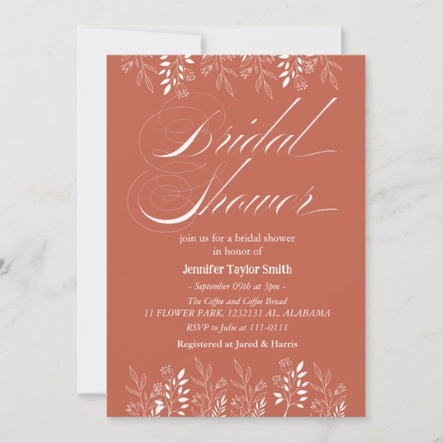 Invitación lluvia de flores simple y elegante para ducha de n (Anverso)