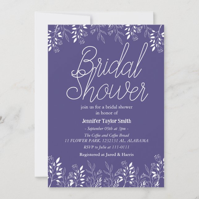 Invitación lluvia de flores simple y elegante para ducha de n (Anverso)