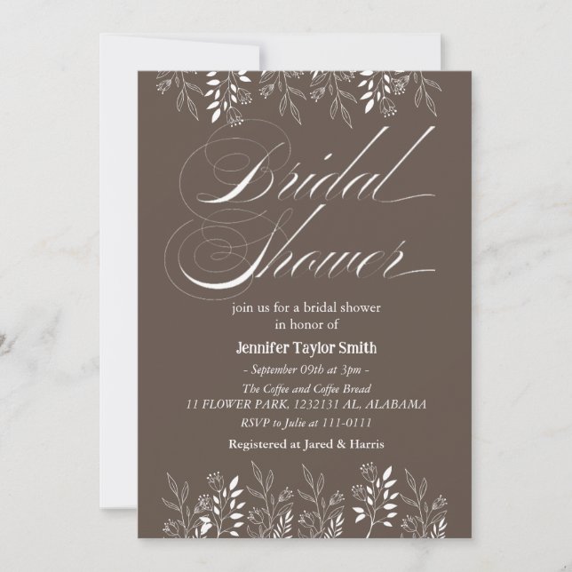 Invitación lluvia de flores simple y elegante para ducha de n (Anverso)