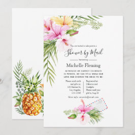 Invitación Lluvia de flores tropicales para ducha de bebé o b