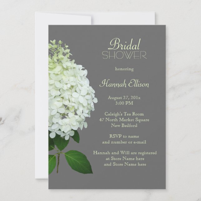 Invitación Lluvia de Hydrangea Gris para Boda / Despedida de  (Anverso)
