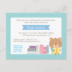 Invitación Lluvia de lunares Libro Tema Osito de peluche Baby