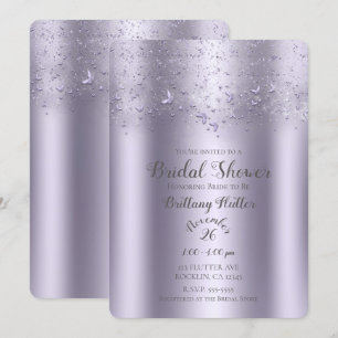 Invitación Lluvia de Mariposas Lila Brillante para la Boda