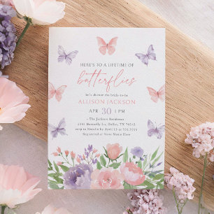 Invitación Lluvia de mariposas rosa y púrpura para despedida