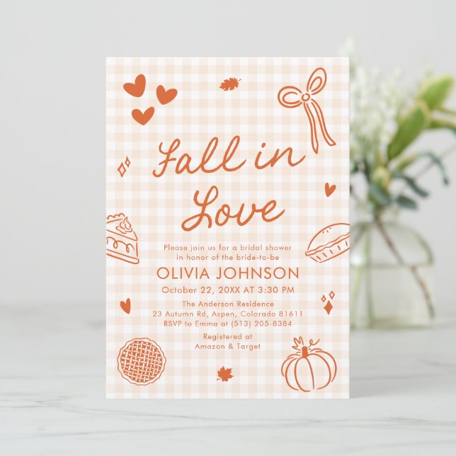 Invitación Lluvia de Naranja Dibujada a Mano Bridal Shower (Anverso de pie)
