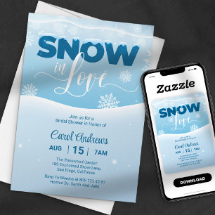 Invitación Lluvia de Nieve Azul y Blanca en Amor Despedida de