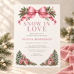 Invitación Lluvia de Nieve con Lazo Rosa Despedida de Soltera