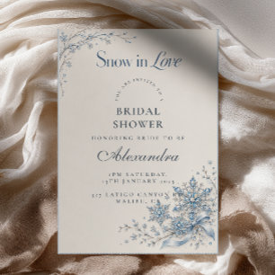 Invitación Lluvia de Nieve de Cristal Azul en la Ducha de Nov