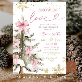 Invitación Lluvia de nieve rosa en la ducha de novia de invie