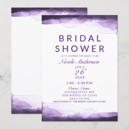 Invitación Lluvia de Novia Acuarela Morado Ametista Ciruela