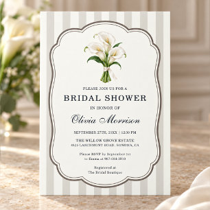 Invitación Lluvia de Novia Blanca Calla Lily Boda