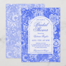 Lluvia de Novia Chinoiserie Floral Azul Cobalto Bl