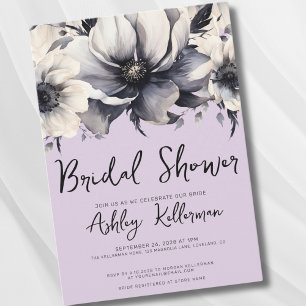 Invitación Lluvia de Novia con Aquarela Floral Púrpura