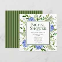 Lluvia de Novia con Hortensias Azules Acuarela Flo