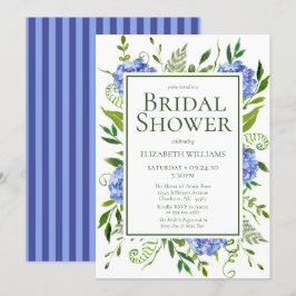 Invitación Lluvia de Novia con Hortensias Azules Acuarela Flo