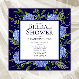 Invitación Lluvia de Novia con Hortensias Azules Acuarela Flo