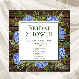 Invitación Lluvia de Novia con Hortensias Azules Acuarela Flo