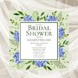 Invitación Lluvia de Novia con Hortensias Azules Acuarela Flo