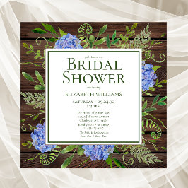Invitación Lluvia de Novia con Hortensias Azules Acuarela Flo