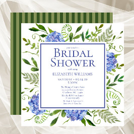 Invitación Lluvia de Novia con Hortensias Azules Acuarela Flo