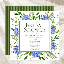Invitación Lluvia de Novia con Hortensias Azules Acuarela Flo