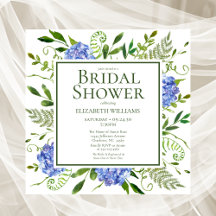 Lluvia de Novia con Hortensias Azules Acuarela Flo