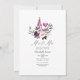Invitación Lluvia de Novia con tema de Vino Floral de Terciop