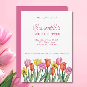 Invitación Lluvia de Novia con Tulipanes Acuarela