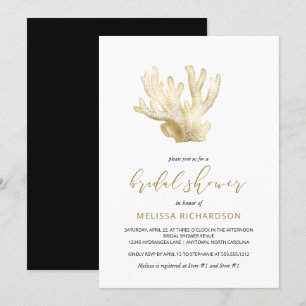 Invitación Lluvia de Novia Coral Mar Negro Blanco