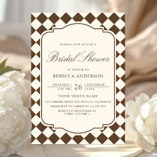 Invitación Lluvia de Novia Cuadrada Marrón Marfil Dinero Anti