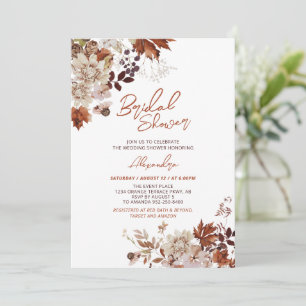 Invitación Lluvia de Novia de Boda Floral Otoñal Rústica