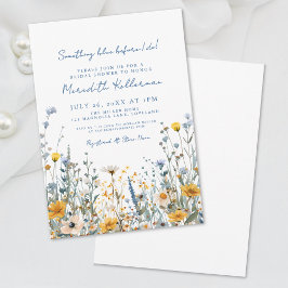 Invitación Lluvia de Novia de Flor Silvestre Botánica Azul