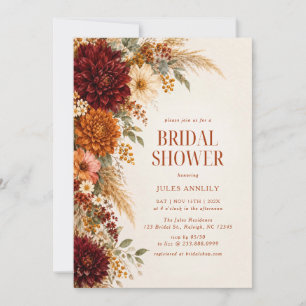 Invitación Lluvia de Novia de Hierba de Pampas Otoñal Floral