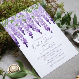 Invitación Lluvia de Novia de Wisteria Lavanda Acuarela