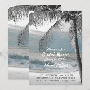 Invitación Lluvia de Novia en la Playa con Palmeras de Coco B