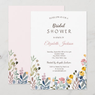 Invitación Lluvia de Novia en un Colorido Prado de Flores Sil