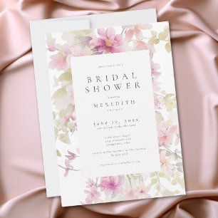 Invitación Lluvia de Novia Floral Acuarela Rosa Romántica
