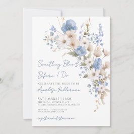 Invitación Lluvia de Novia Floral Azul de Flores Silvestres