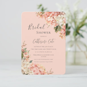 Invitación Lluvia de Novia Floral con Hortensias Rosadas