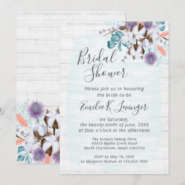 Invitación Lluvia de Novia Floral de Algodón del Sur Campestr