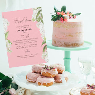 Invitación Lluvia de Novia Floral Hortensia Rosa Blanca