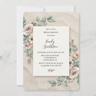 Invitación Lluvia de Novia Floral Verde de Salvia Arenosa