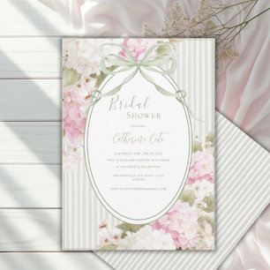 Invitación Lluvia de Novia Hortensias Blancas Rosa Verde Ment