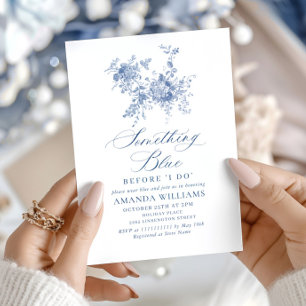 Invitación Lluvia de Novia Jardín Francés Azul Polvoriento Vi